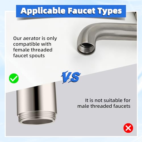 Hibbent 6PCS Sink Faucet Aerator M18.5, Aerator Replacement with 5PCS Removal Wrench Keys, 18.5mm Male Thread Flow Restrictor for Kitchen & Bathroom Faucet