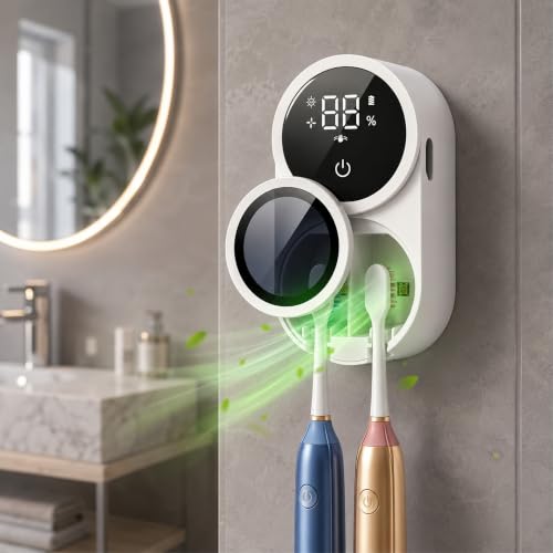 UV Toothbrush Sanitizer Holder 600mAh，Fast Charge&Auto-Inductive | portable design with usb-c fast charging, suitable for home & travel. ideal for couples, families, bathrooms, rvs and dorms.