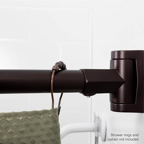 JS Jackson Supplies Single Curved Shower Rod, Metal Construction, Adjustable Between 36 to 61 Inches, Aluminum Rods and Zinc Mounting Hardware, Quality Modern Bathware, Bronze Finish - color: Bronze