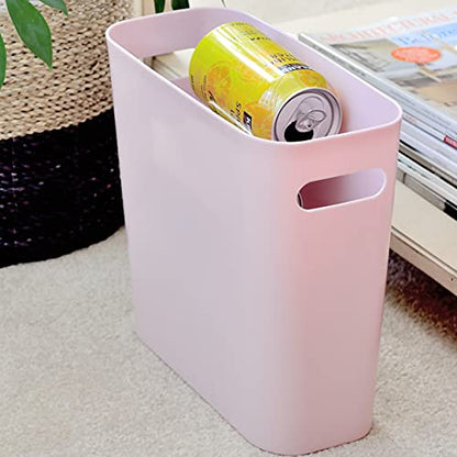 Youngever 1.5 Gallon Slim Trash Can, Plastic Garbage Container Bin, Small Trash Bin with Handles for Home Office, Living Room, Study Room, Kitchen, Bathroom (1 Pack Pink) - color: Pink