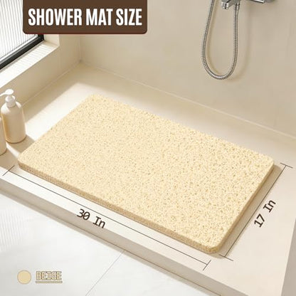 17 * 30in Shower Mat Bathtub Mat Non Slip | Bathmats Non Slip, Quick Drying Foot Scrubber Loofah Mats for Inside Shower, Tub, Bathroom, Home, Beige - color: Beige, size: 30" x 17" (Rectangular)