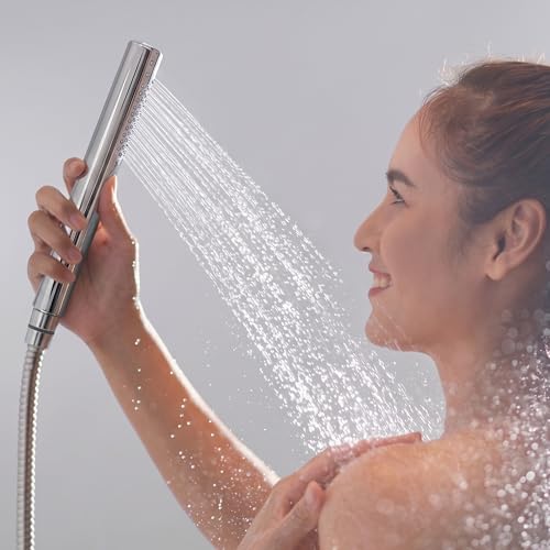 2-in-1 High Pressure Round Handheld Shower Only, Chrome | Anti-clog Nozzles, Rain Shower Spray, Clean Tub Tile & Pets, Replacement for Standard Shower Head, Chrome