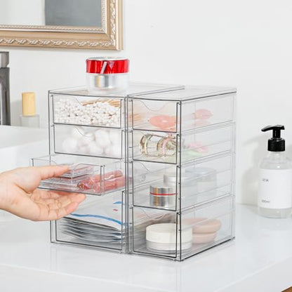Vtopmart Acrylic Desk Organizer with 8 Drawers for Office, Makeup, Crafts | Clear Storage Drawers for Office Supplies, Desktop Organization for Makeup, Jewelry, Art Crafts, Bead, Pen, Stationary - style: C