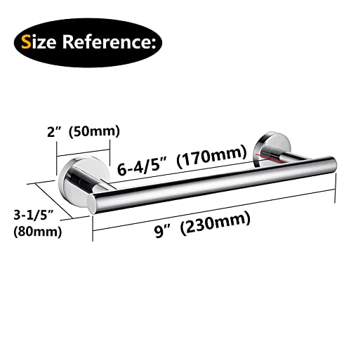 Nolimas Polished Chrome Bath Towel Bar Single Bars Towel Rack Rod Classic Wall Mounted Stainless Steel Bathroom Towel Bar Toilet Kitchen Towel Shelf Single Layer,9inch - color: Polished Chrome, size: 9inch