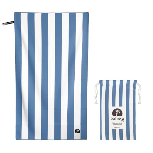 Microfiber Quick-Dry Travel Towel – Super Absorbent, Lightweight, Compact – Sand Resistant, Soft, Packable + Mesh Carry Bag – Beach, Pool, Gym, Camping & Yoga (Blue/White) - color: Blue/White