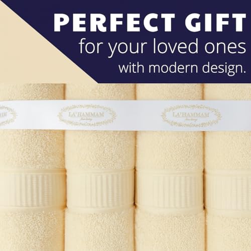 Personalized, Luxury Turkish Cotton Towels Easy Care, Extra Soft & Absorbent, Hotel & Spa Quality, Kitchen & Bathroom Turkish Towels by La Hammam (Cream, Hand Towels - Set of 2) - color: Cream, size: Hand Towels - Set of 2