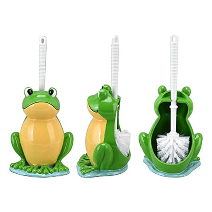 Plplaaoo Toilet Brush and Holder Set, Cute Frog Shaped Toilet Bowl Brush with Ventilated Drying Holder for Small Spaces & RV, Toilet Bowl Brush Holder Set, Flexible Toilet Cleaning Brush & Scrubber