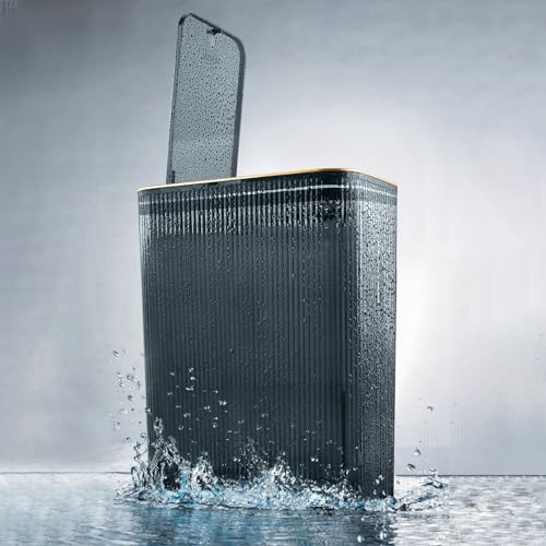 Garbage Can, Bathroom Trash Cans with Lids, 2.6 Gallon (Blue) | Transparent Trash Can , Office, Plastic Slim Waste Basket with Press Top Lid, 10L Clear Trash Bin for Home, Kitchen - color: Blue, style: Top and Bottom Opening