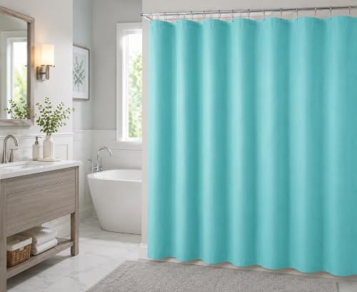 BH Home Shower Curtain Polyester Fabric Water Resistant Shower Curtain or Liner. Hotel Collection Quality. (Aqua) - color: Aqua