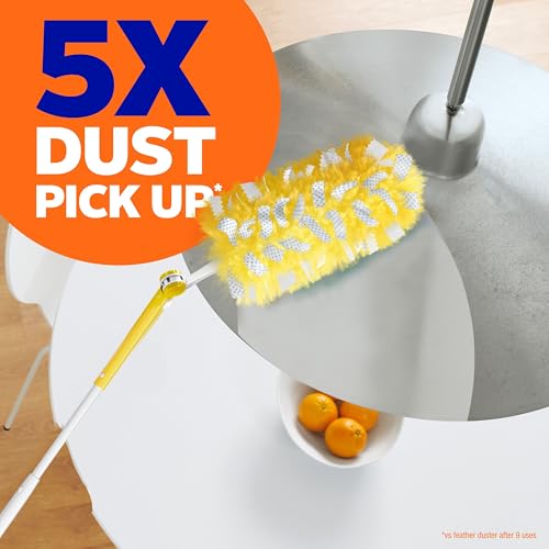 Swiffer Duster Kit with 3 ft Extendable Handle | Includes 1 Duster Extendable Handle (3 ft). 3 Heavy Duty Duster Refills. For Ceiling Fans, Vents, and Hard to Reach Places