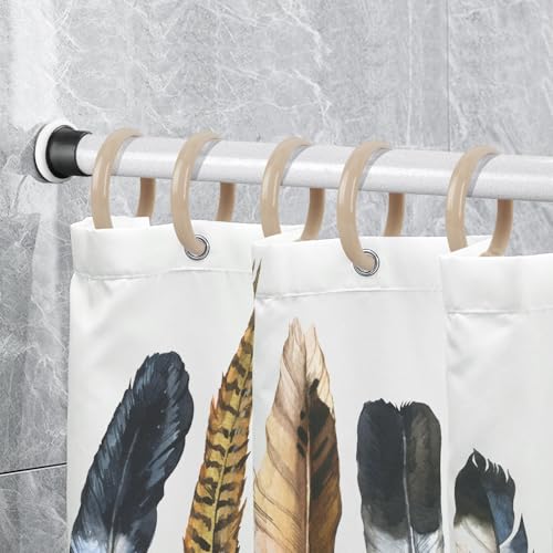 Beige Shower Curtain Hooks - 12 Pcs Circular Plastic Shower Curtain Rings for Bathroom - O Shaped Ivory Cream Shower Hooks Rings for Shower Curtain Rod - color: Beige
