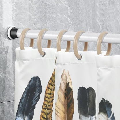 Beige Shower Curtain Hooks - 12 Pcs Circular Plastic Shower Curtain Rings for Bathroom - O Shaped Ivory Cream Shower Hooks Rings for Shower Curtain Rod - color: Beige