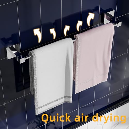 RUACQ 3 Pieces Bathroom Hardware Set, SUS 304 Stainless Steel Toilet Paper Holder, Towel Ring, 18-inch Towel Bar Set, Wall Mounted, Heavy Duty(Chrome) - color: Chrome, size: 3pcs