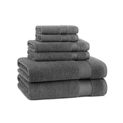 Arkwright Solid 6 Piece Bath Towel Set, 100% Cotton 600 GSM Soft Absorbent Bathroom Towels for Hotel, Spa or Vacation Rental, Pewter Grey (2 Bath Towels, 2 Hand Towels, 2 Washcloths) - color: Pewter Grey