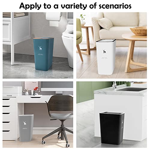 XPIY Trash Can with Lid, 2 Pack 4 Gallons/15 Liters Garbage Can | Small plastic waste basket with press top, dog proof design for bathroom|kitchen|bedroom|office use. (White) - color: WhiteWhite