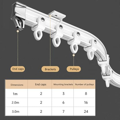 Flexible Curtain Track Cuttable, Bendable Curved Curtain Rails for Bay Window, Room Divider, RV-Shower, Wall/Ceiling Mount White Curtain Track System(Wall Mount,2m/6.6ft) - color: Wall Mount, size: 2m/6.6ft