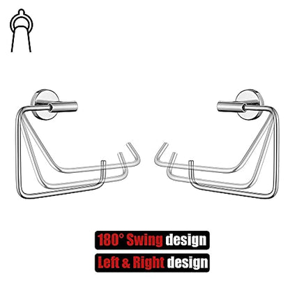 JQK Chrome Towel Ring, Stainless Steel Square Ring Towel Holder for Bathroom, 6 Inch Matte Black Wall Mount, TR140-CH