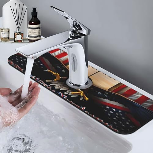 Classic American Old Flag Kitchen sink faucet pad, strong water absorption, anti slip, easy to clean, very suitable for splash and drip prevention, suitable for kitchens and bathrooms - color: Classic American Old Flag We The People Eagle
