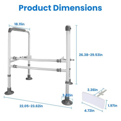 Adjustable Toilet Handrails, Toilet Handrails for Elderly, Freestanding Toilet Frame, Adjustable Height and Width, Suitable for Elderly and Pregnant Patients, White
