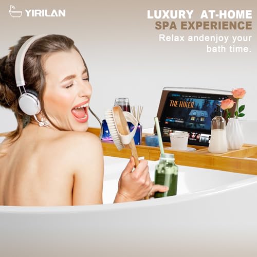Premium Bathtub Tray Caddy, Expandable Bath Tray | Unique House Warming Gifts,Bamboo-New - color: Bamboo-new