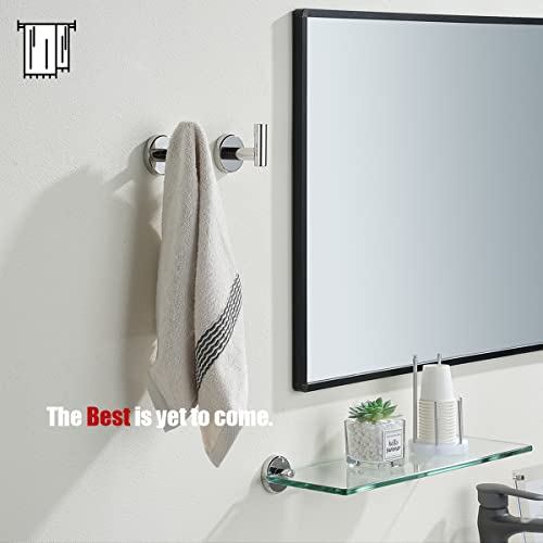 JQK Chrome Bathroom Towel Hook, 304 Stainless Steel Coat Robe Clothes Hook for Bathroom Kitchen Garage Wall Mounted (Pack of 2), TH100-CH-P2 - color: Chrome, size: 2 Pack