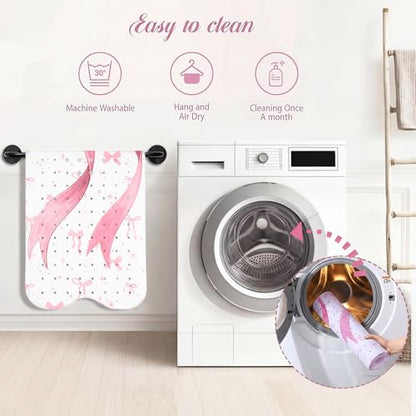 Breling Non-Slip Pink Bow Bathtub Shower Mat Extra Long (40" x 16") - Cute Bow Print Bath Mat with Drain Holes & Suction Cups, Machine Washable Coquette Preppy Bathmat for Bathroom Floor Women Girls - style: Pink Bow
