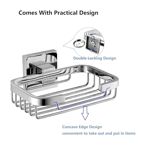 SEIDO Soap Dish for Shower, 304 Stainless Steel Bar Soap Holder for Bathroom & Kitchen, Polished Chrome Soap Tray for Shower, 4.8" L x 3.2" W Internal - color: Polished Chrome