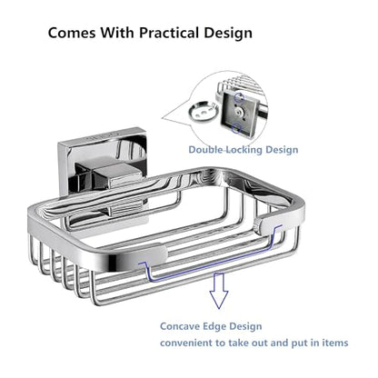 SEIDO Soap Dish for Shower, 304 Stainless Steel Bar Soap Holder for Bathroom & Kitchen, Polished Chrome Soap Tray for Shower, 4.8" L x 3.2" W Internal - color: Polished Chrome