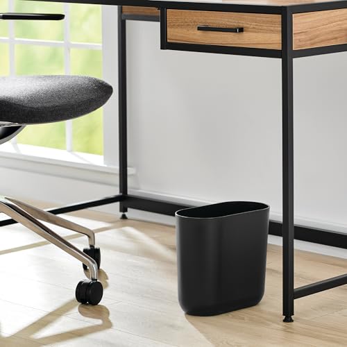 iDesign Small Slim Plastic Bathroom Trash Can, Black | Garbage Can for Bedroom, Office, Desk, Dorm - color: Black, style: Pack of 1