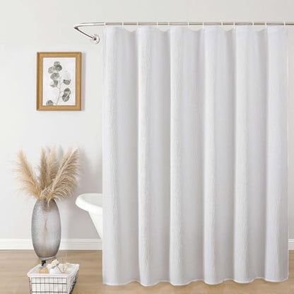 Aiyufeng 3D Textured White Shower Curtain for Bathroom, Fabric Shower Curtain Soft Cloth & Hotel Spa Quality, Luxury Boho Bathroom Curtains, Machine Washable, White, 72x72 Inches - color: White, size: 72"W x 72"L (Pack of 1)