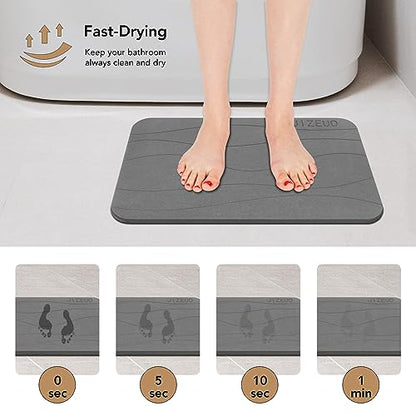 Stone Bath Mat, Diatomaceous Earth Shower Mat, Non-Slip Super Absorbent Quick Drying Bathroom Floor Mat，2 Pack, Grey - color: Gery