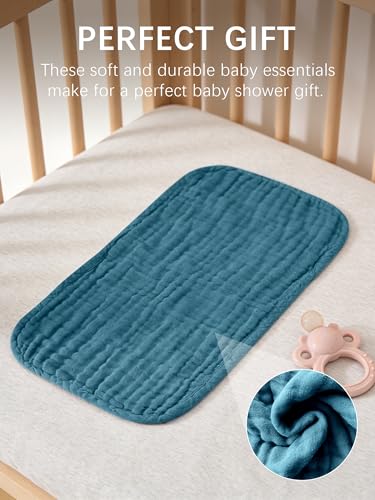 Lovely Care 12 Pack Muslin Burp Cloths 100% Cotton Muslin Cloths Large 20''x10'' Extra Soft and Absorbent Baby Burping Cloth - Sage, Teal and Blue - color: Sage, Teal and Blue, size: 10x20 Inch (Pack of 12)