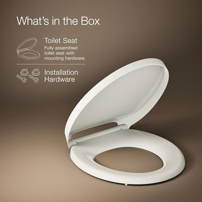 Kohler K-28005-96 Drift ReadyLatch Quiet Close Round Toilet Seat, Biscuit - color: Biscuit, size: Round