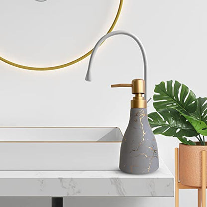 Grey Ceramic Soap Dispenser for Bathroom & Kitchen with Marble Pattern Liquid Hand Dispenser Pump Bottle (Grey) - color: Gray