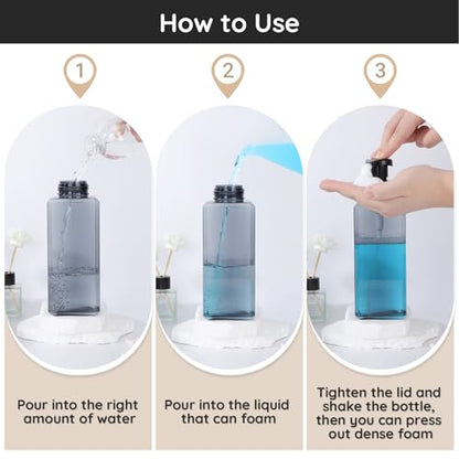 Segbeauty Empty Foam Bottle for Kitchen 22oz, 2pcs Plastic Foaming Soap Dispenser Bathroom, 650ml Gray Square Foam Pump Bottle with Label Stickers, Refillable Foaming Hand Soap Dispenser Large - color: Gray, style: 2pcs 22oz