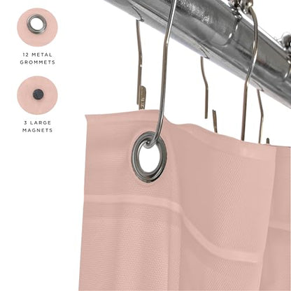 Bath Bliss PVC Heavy Weight Shower Curtain Liner | 4G | 70"x72" | Rust Resistant Copper Grommets | Magnetic Hem | Pink - color: Pink, size: 70"W x 72"L (Pack of 1)