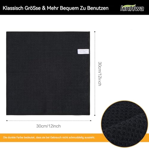 Waffle Microfiber Dish Cloths Black Kitchen Towels, Cleaning Cloth | Quick Dry Absorbent Dish Rags Dishcloths Barista Towels 12x12 Inch 6 Pack - color: Black, size: 12in x 12in 6 Pack