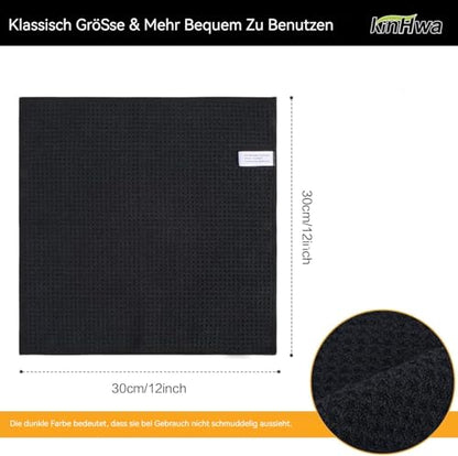 Waffle Microfiber Dish Cloths Black Kitchen Towels, Cleaning Cloth | Quick Dry Absorbent Dish Rags Dishcloths Barista Towels 12x12 Inch 10Pack - color: Black, size: 12in x 12in 10 Pack