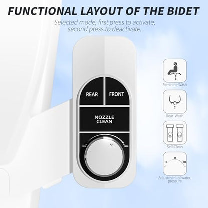SAMODRA Non-Electric Bidet Attachment for Toilet – Self-Cleaning Dual Nozzle (Frontal & Rear Wash), Adjustable Water Pressure, Fits Most Toilets, Easy Installation (Classic Black/Silver) - color: Classic Black/Silver