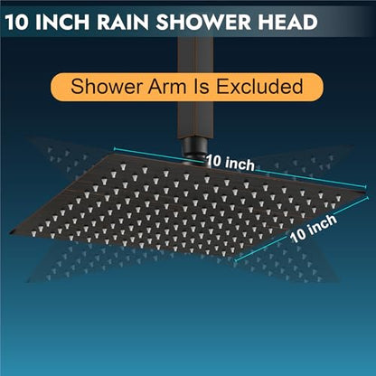 Midanya Square Rain Shower Head,High Pressure,Oil Rubbed Bronze 10 Inch | 360°Swivel,Ceiling or Wall Mount,Waterfall Full Body Coverage,Bathroom Remodel,Stainless Steel Large Rainfall Shower Head - color: Bronze, size: 10 Inch