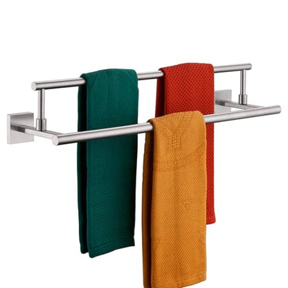 KOKOSIRI Bath Towel Holders Brushed Nickel Bathroom Rack 24-Inch Double Towel Bars Rails for Garage Kitchen Stainless Steel B5009BR-L24 - color: Brushed Nickel, size: 24-Inch