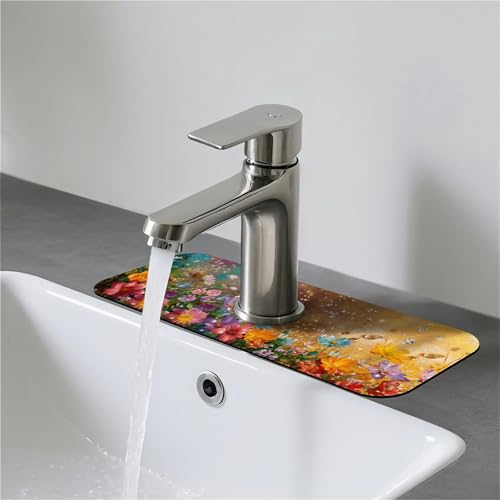 Faucet Fast Absorbent Pad - Dreamy Flower Garden , Suitable For Kitchen, Bathroom, Island And Other Scenes - color: Dreamy Flower Garden