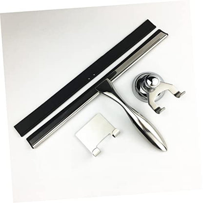 Ipetboom 3pcs Bathroom Squeegee for Shower Door Stainless Steel Glass Scraper Window Cleaning Squeegee Suction Cup and Holder