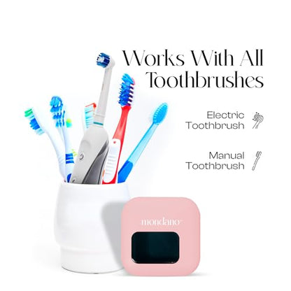 Mondano UV-C Toothbrush Sanitizer and Holder, Toothbrush Case - Manual/Electric Toothbrush Cover for Any Toothbrush Head - Rechargeable Toothbrush Travel Case, Tooth Brush Cover Cap for Home - color: Pastel Pink