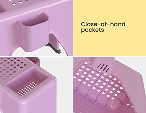 Skywin Extra Tall Shower Foot Rest with 3 Pockets to Hold Shaving Essentials 10 x 7.8 x 13 Inches - Extra Heighted Plastic Pedicure Foot Rest - Shower Stool for Shaving Legs (Pink) - color: Pink