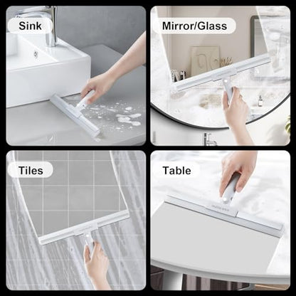 JOYBOS Rubber Squeegee for Floor, 50'' Long Handle Floor Squeegee Broom, Silicone Broom for Pet Hair Remover, Magic Broom Sweeper Window Squeegee for Floor, Tile, Grout, Brick, Decks, Garages,Basement - size: Medium (1 in 1)