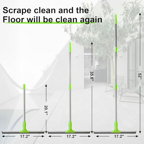 17.2"Professional Floor Scrubber Shower Squeegee,Double Flexible Rubber Silicone Broom with Long Stainless Steel Handle for Swimming Pool, Concrete Floors,Shower Tiles,Garages,Windows,Pet Hair Removal