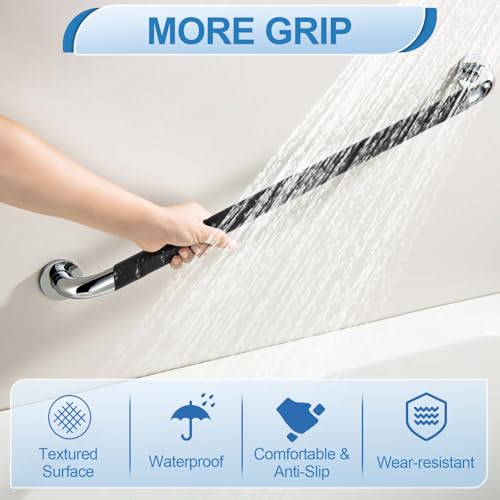 Rindion Rubber Tape, Ultra-Thin Waterproof Grip Tape 2 in x 9.8 FT, Anti-Slip Textured Rubber Grip Tape for Handles, Tools, DIY, Home Use, Comfortable in Hands (Black)