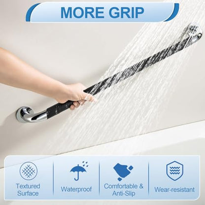 Rindion Rubber Tape, Ultra-Thin Waterproof Grip Tape 2 in x 9.8 FT, Anti-Slip Textured Rubber Grip Tape for Handles, Tools, DIY, Home Use, Comfortable in Hands (Black)