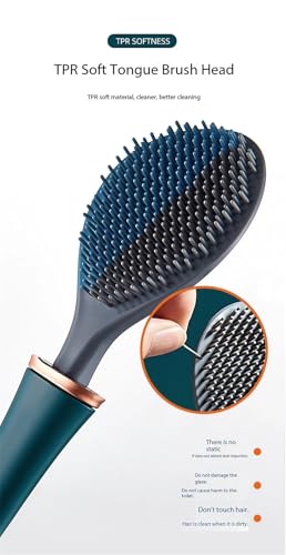 Modern Flexible Silicone Toilet Caspa for Home 2025 Silicone Toilet Wand Bowl Brush and Holder Cleaning Set Wall Mounted Rubber Bathroom Toilet Scrubber Bowl Cleaner Brushes with Dispenser (Green) - color: Green